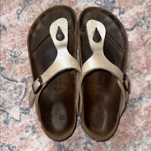 Birkenstock Cream and Brown Sandals